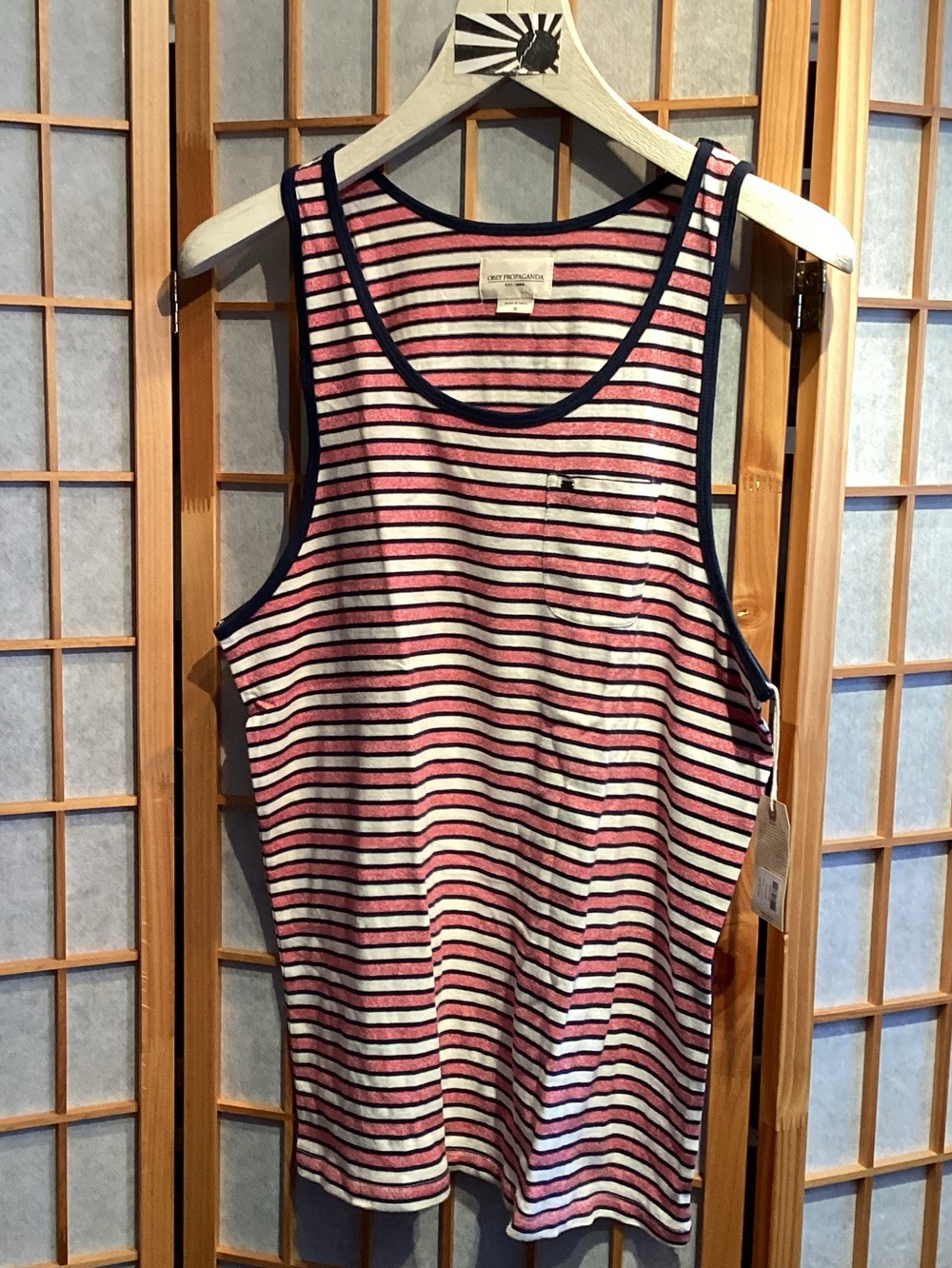 Obey Kinley Tank Red / Navy OKN728 Men's Size Medium